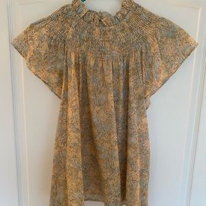 Moodie Floral Smock Neck Blouse